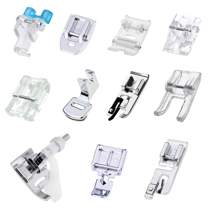 ZKSM 11 Pcs Presser Feet, Sewing Machine Presser Walking Feet Kit Compatible for Brother Babylock Janome Elna Toyota New Home and Low Shank Sewing Machines - Image 1